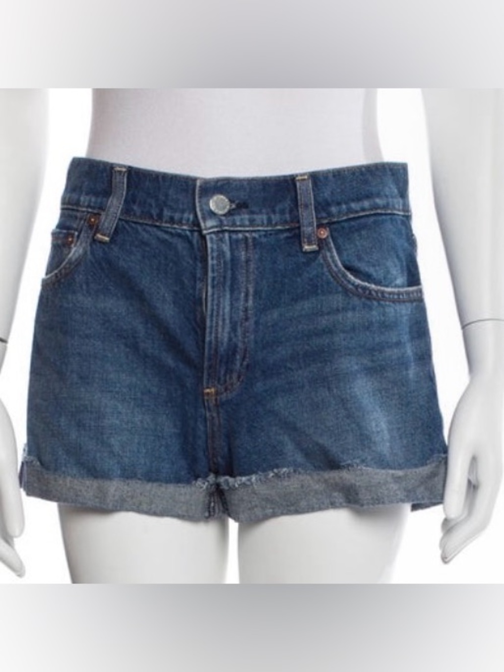Alice + Olivia Women's Dark Blue Denim Roll-Hem Shorts